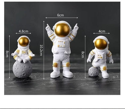 Astronaut Spaceman Statues | Ideal For Home Decore | Figurine Decors Set of 3 - DroolDeck