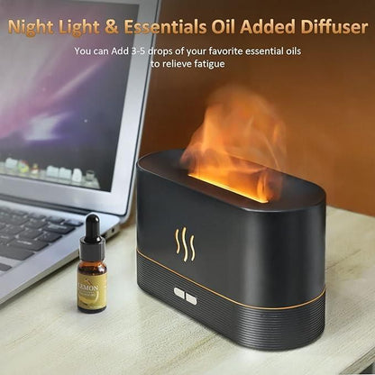 Flame Air Diffuser Humidifier, Essential Oil Diffuser With Flame Light with 2 Brightness, Auto-Off Function for Home, Spa, Gym, Office - DroolDeck