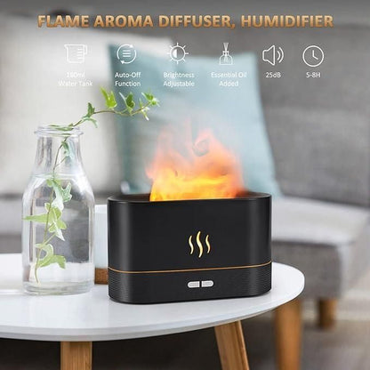 Flame Air Diffuser Humidifier, Essential Oil Diffuser With Flame Light with 2 Brightness, Auto-Off Function for Home, Spa, Gym, Office - DroolDeck