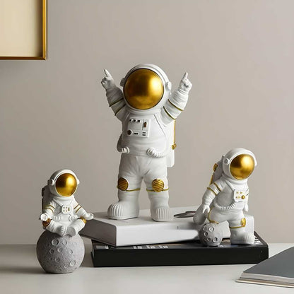 Astronaut Spaceman Statues | Ideal For Home Decore | Figurine Decors Set of 3 - DroolDeck