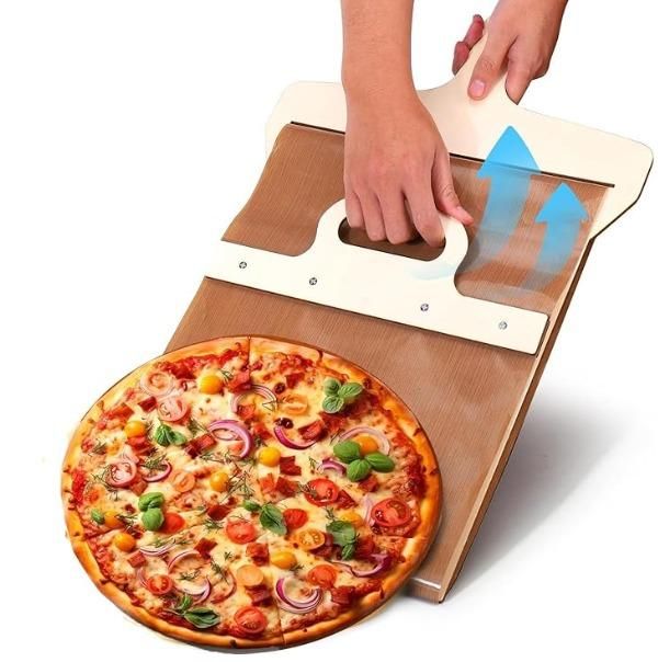 Wooden Pizza Smart Slider, Non-stick Pizza Peel Slider That Transfer Pizza Perfectly, Pizza Paddle with Handle - DroolDeck