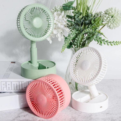 Portable Mini Folding Fan, USB Rechargeable Standing Desk Fan with 3 Speed Battery Operated Fan for Home, Camping, Outdoor and Office - DroolDeck