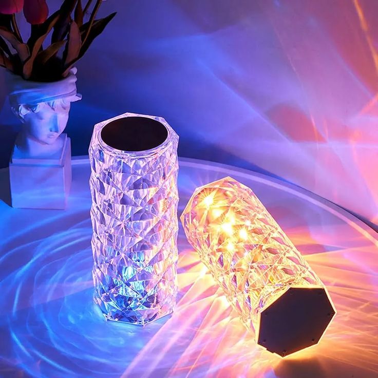 Rose Crystal Diamond Table Lamp, 16 Color Changing Crystal Lamp With USB, Remote & Touch Control Night Lamp, for Bedroom, Home Decor - DroolDeck